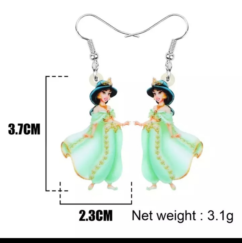 ACRYLIC EARRINGS : PRINCESS JASMINE - Picture 2 of 5